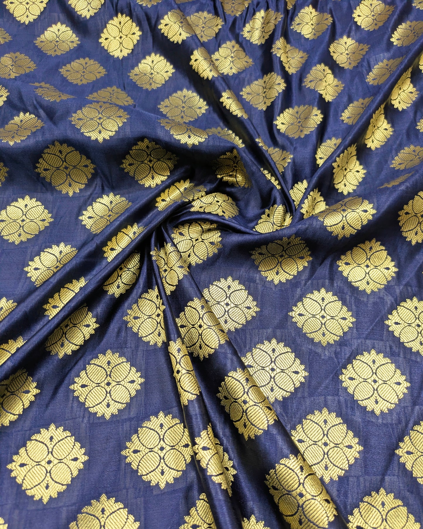 Banarasi Brocade fabric Blue and Gold Wedding dress fabric Renaissance fabric Designer fabric Party fabric by the yard/ meter - NFAF532