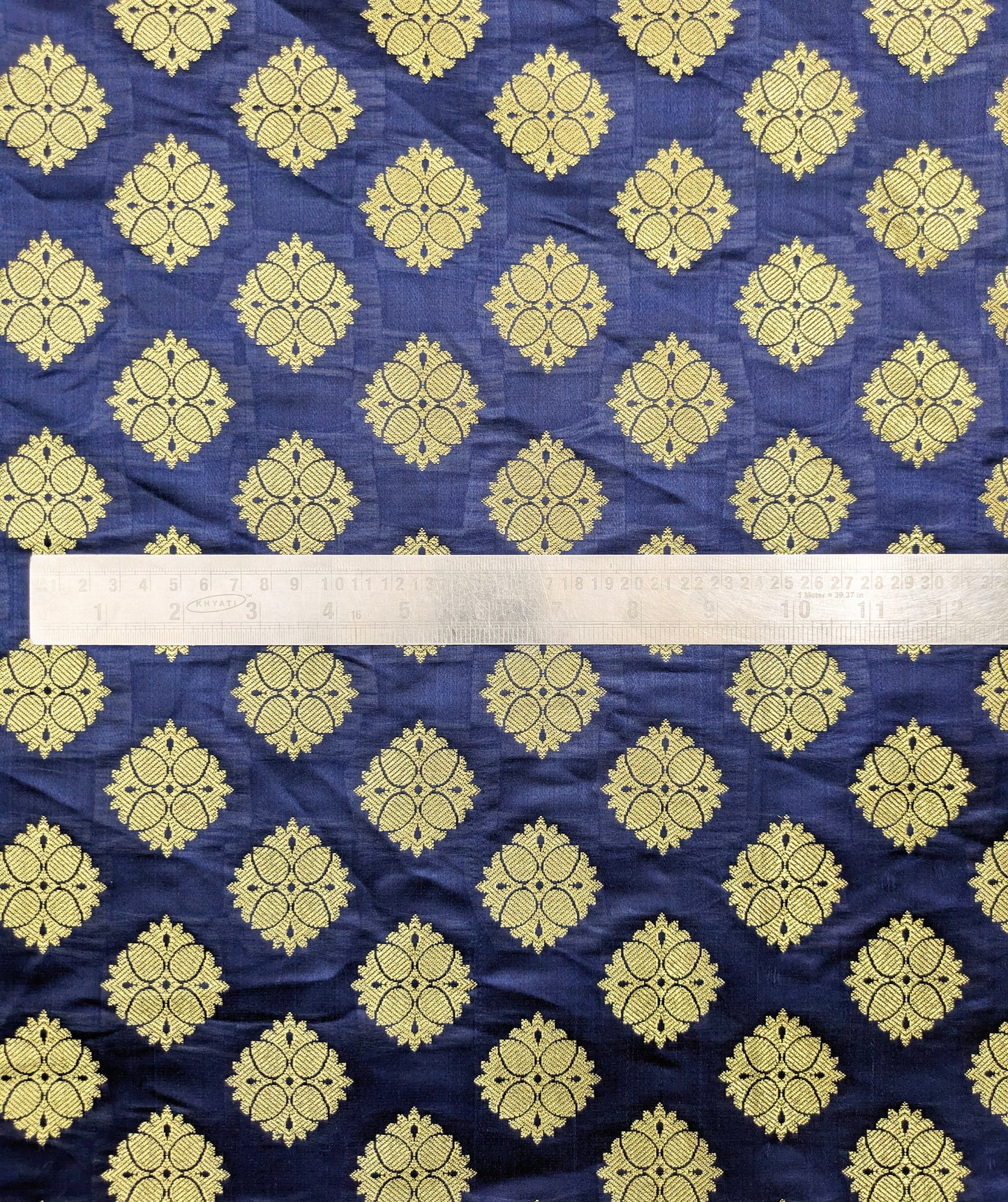 Banarasi Brocade fabric Blue and Gold Wedding dress fabric Renaissance fabric Designer fabric Party fabric by the yard/ meter - NFAF532