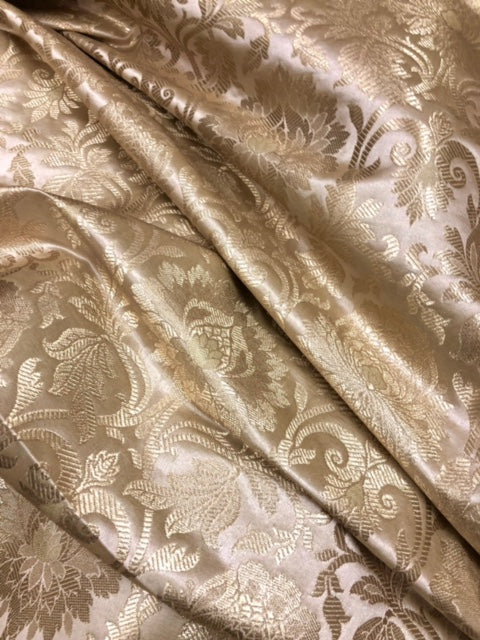 Brocade fabric Beige Gold Jacquard Damask Rayon Silk brocade Fabric Wedding Bridal High Grade Designer fabric by the yard Material NFAF133