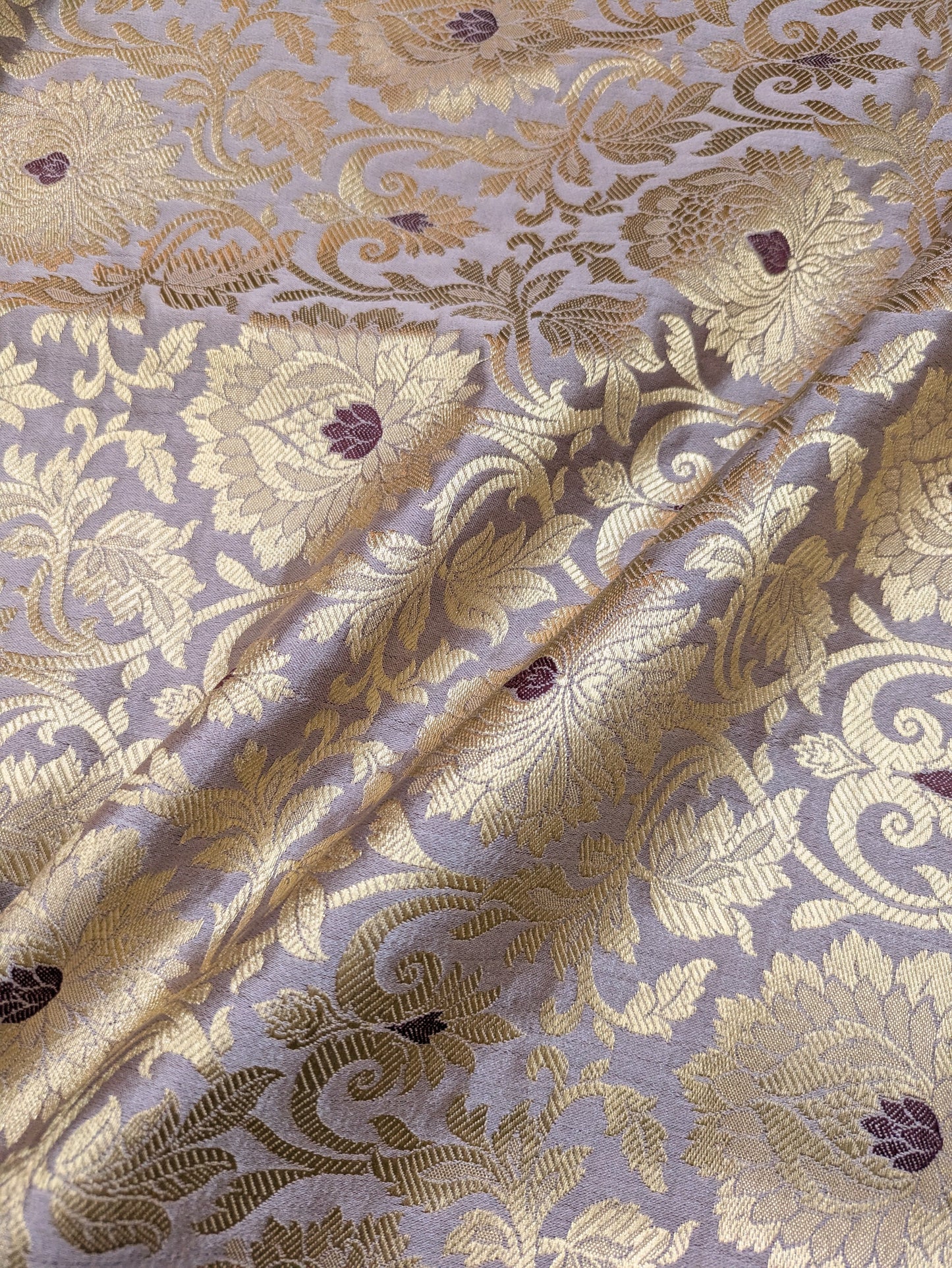 Brocade fabric Light Purple Gold Jacquard Damask Rayon Silk brocade Fabric Wedding Bridal High Grade Designer fabric by the yard Material NFAF92