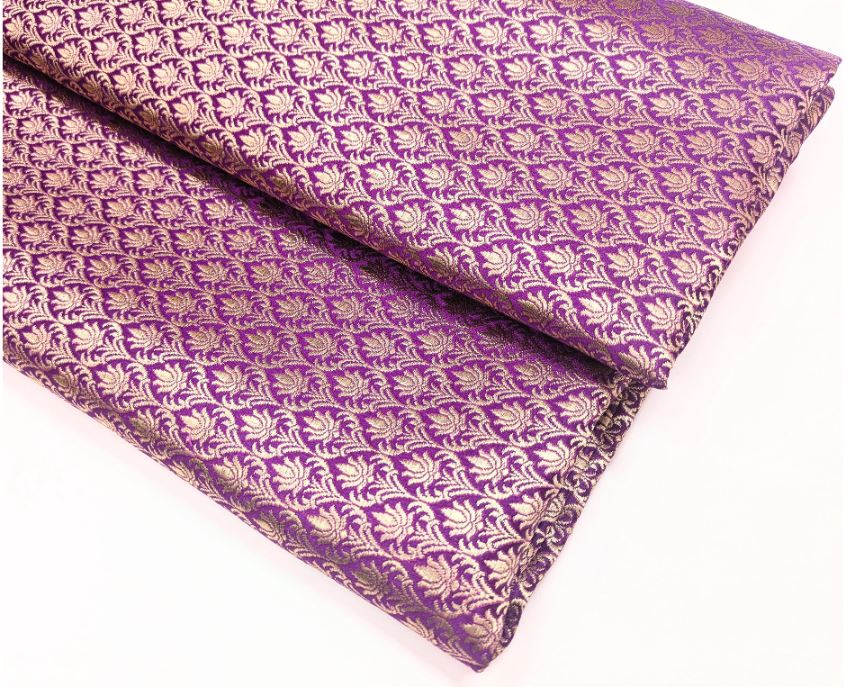Brocade fabric Purple Gold Jacquard Damask Rayon Silk brocade Fabric Wedding Bridal High Grade Designer fabric by the yard Material NFAF65