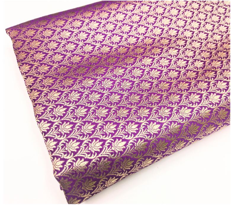 Brocade fabric Purple Gold Jacquard Damask Rayon Silk brocade Fabric Wedding Bridal High Grade Designer fabric by the yard Material NFAF65