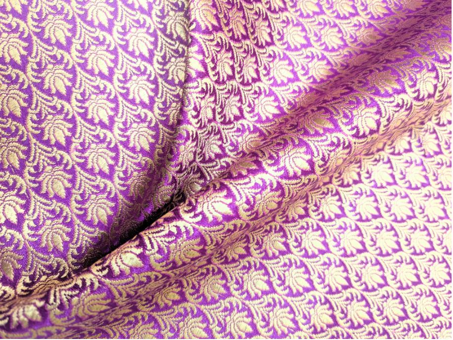 Brocade fabric Purple Gold Jacquard Damask Rayon Silk brocade Fabric Wedding Bridal High Grade Designer fabric by the yard Material NFAF65