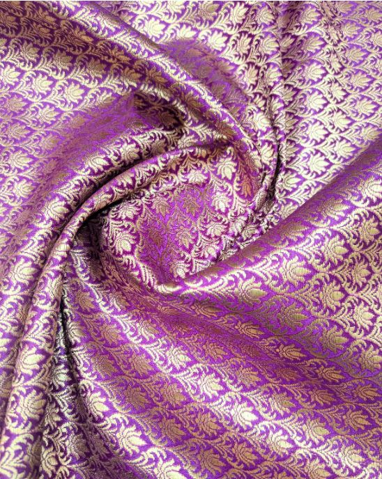 Brocade fabric Purple Gold Jacquard Damask Rayon Silk brocade Fabric Wedding Bridal High Grade Designer fabric by the yard Material NFAF65