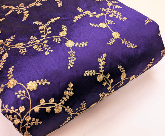 Purple and gold embroidered fabric, Wedding dress, Bridesmaid dress, Indian fabric, Luxury fabric, Haute couture, Fashion fabric - NFAF549
