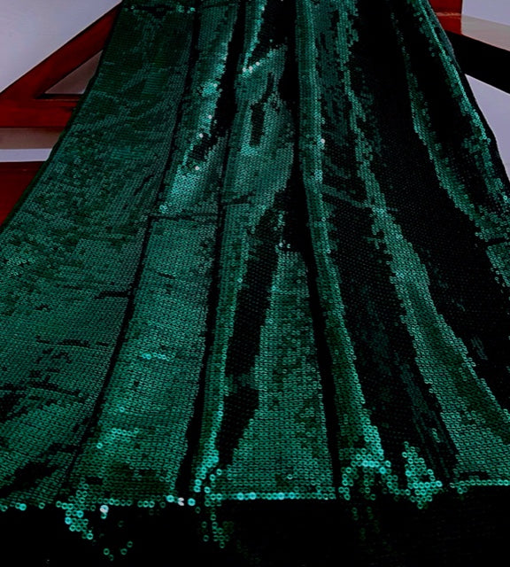 Green Sequin Georgette Fabric,  Sequin Embroidery Fabric, Multiple lengths will come in the continuous piece - SQAF19