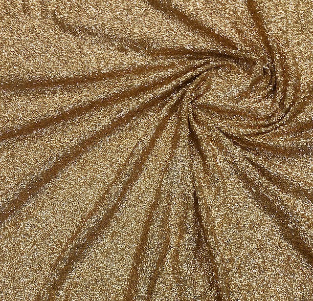 Embroidered Georgette Sequin Fabric in Gold color, Multiple lengths will come in the continuous piece -SQAF21