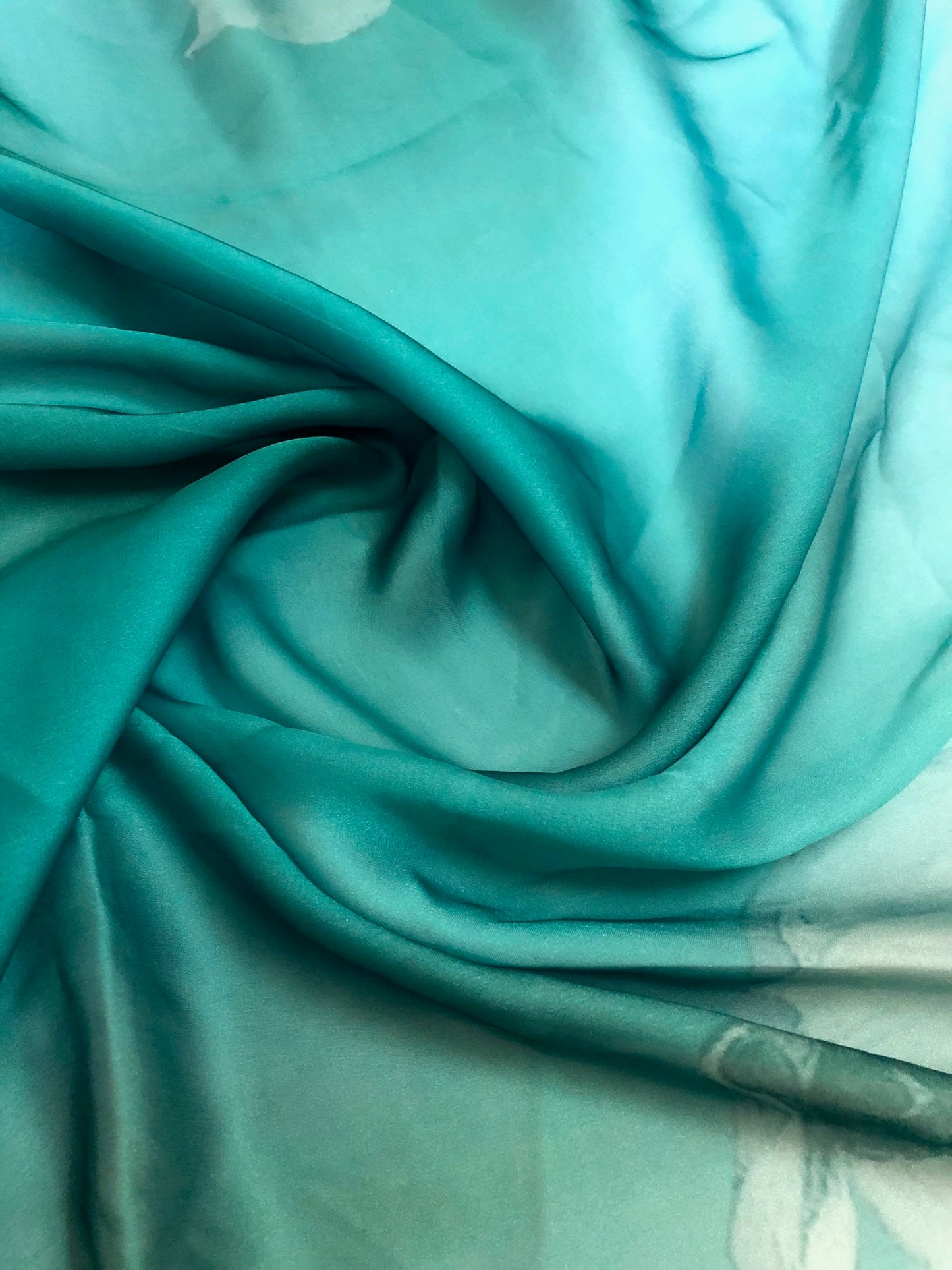 Sea green Crepe Satin Saree Fabric Floral Print Fabric, Wedding Dress fabric, Fashion Fabric, Party Fabric, Occasion Wear - SR01