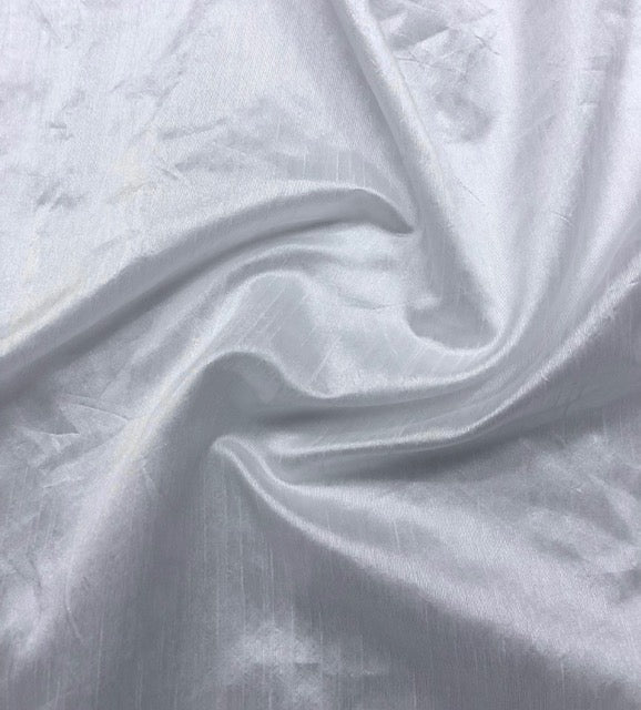 White Poly Raw Silk Faux Dupion 100% Polyester Upholstery Fabric Bridal Craft Dress Quilting Material TSF01