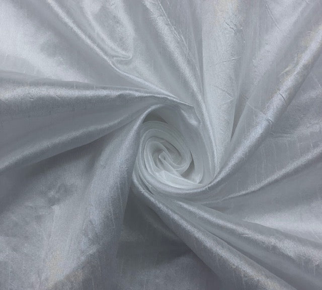 White Poly Raw Silk Faux Dupion 100% Polyester Upholstery Fabric Bridal Craft Dress Quilting Material TSF01