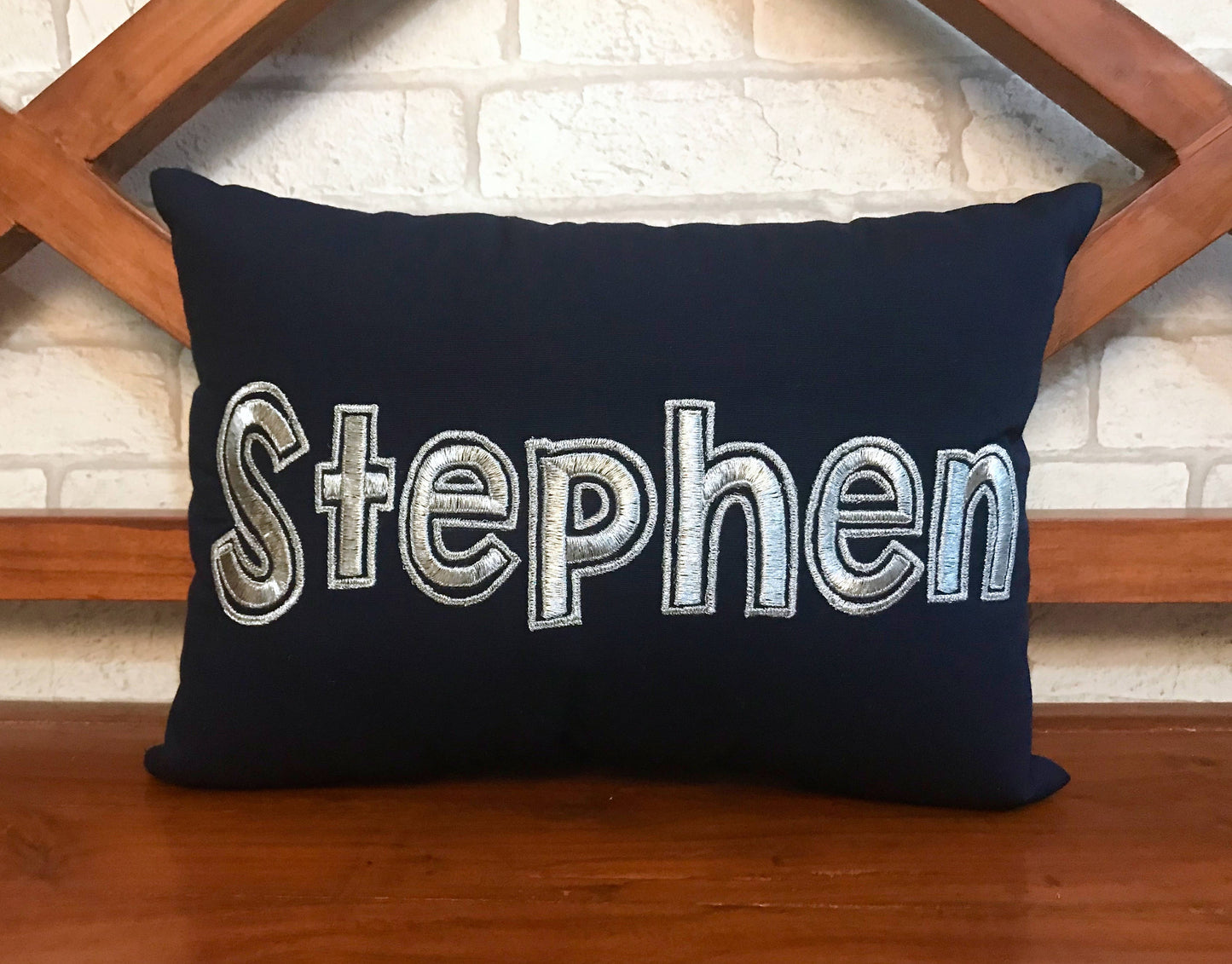 Custom Name Hand Embroidery Pillow Personalized Kids or Last Name Couple Wedding Love Anniversary Gift In all sizes and Colors.