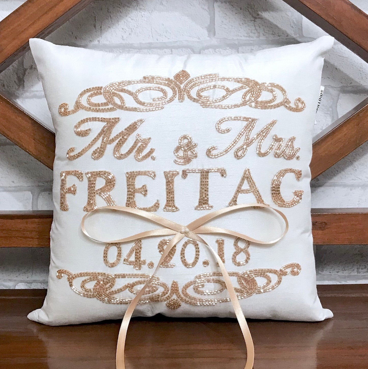 Ring Bearer Pillow, Mr. and Mrs. Pillow, Wedding Ring Pillow, Embroidered Monogram Personalized Couple wedding Ring Gift All Colors.