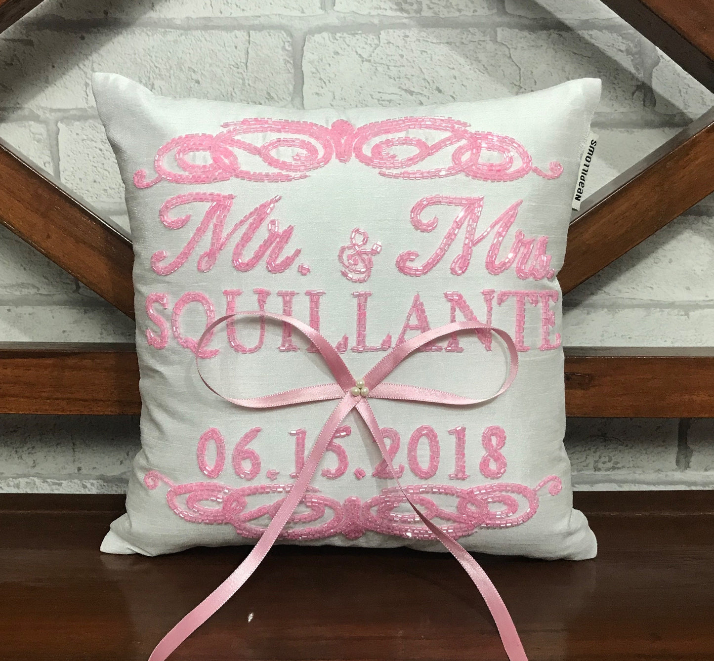 Ring Bearer Pillow, Mr. and Mrs. Pillow, Wedding Ring Pillow, Embroidered Monogram Personalized Couple wedding Ring Gift All Colors.