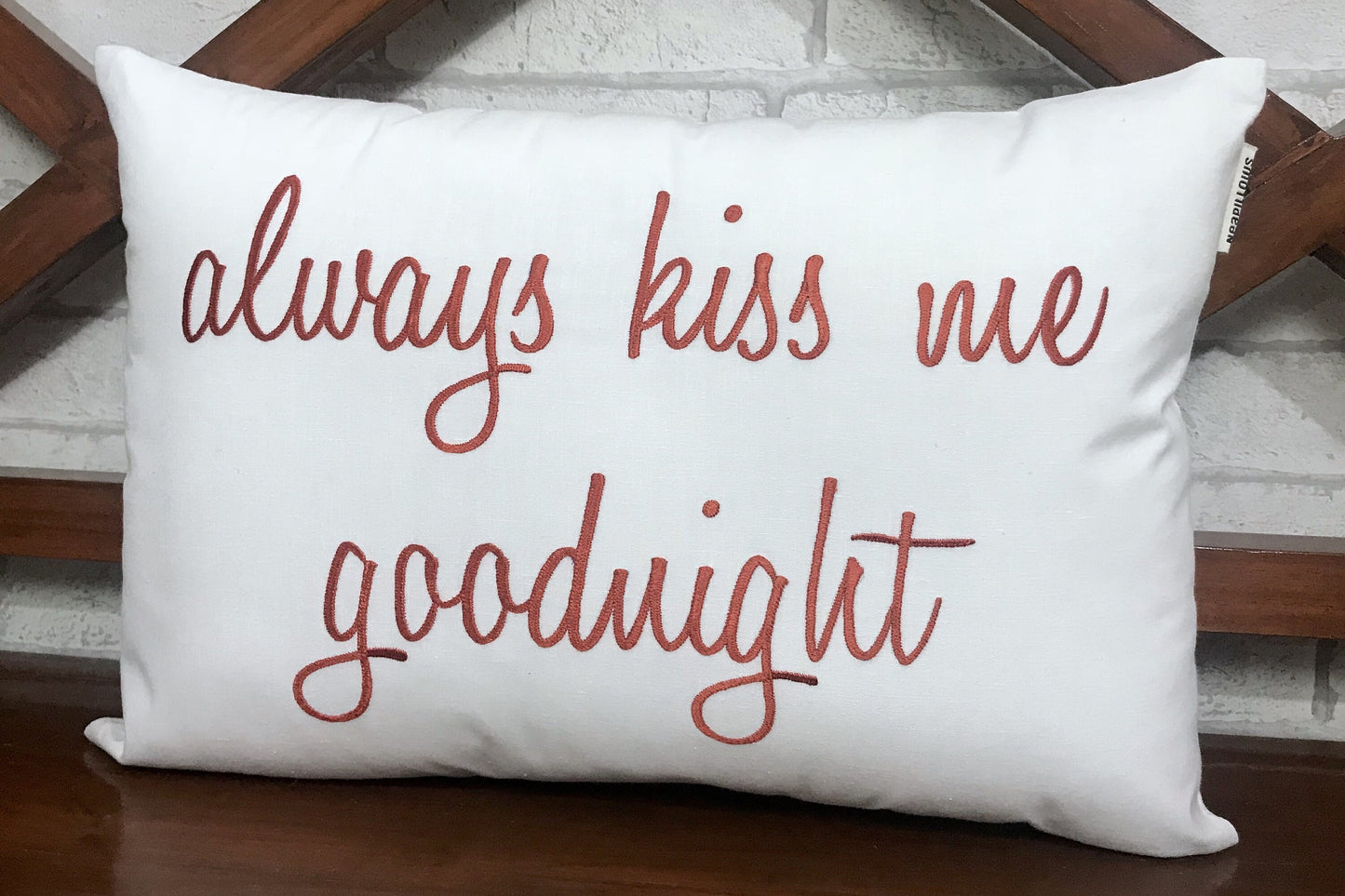 Personalized Always Kiss Me Goodnight Custom Pillow Wedding Pillow Anniversary Valentine Gift in All Sizes And Color.