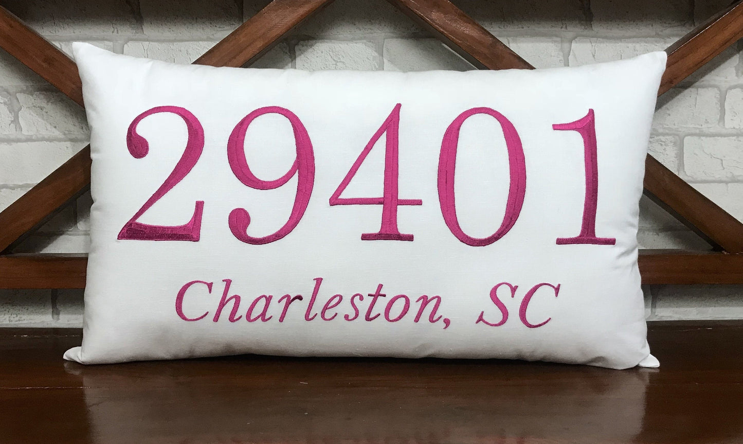 Personalized Zip Code Pillow | Monogram Pillow | Dorm Decor | Monogrammed Gift | Embroidered Pillow | Home Decor | Christmas Decor.