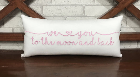 We Love You To Moon And Back, Kids, Dorm Pillow, Couple Wedding Baby Birthday Newborn, Baby Shower Love Gift All Sizes And Colors.