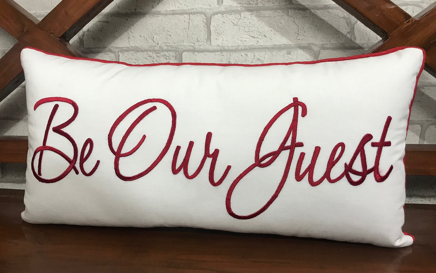 70% Sale  Be Our Guest Pillow, Embroidered Guest Room Pillow, Welcome Gift, Wedding, Occasion Decor, Pillow Form Available in all sizes