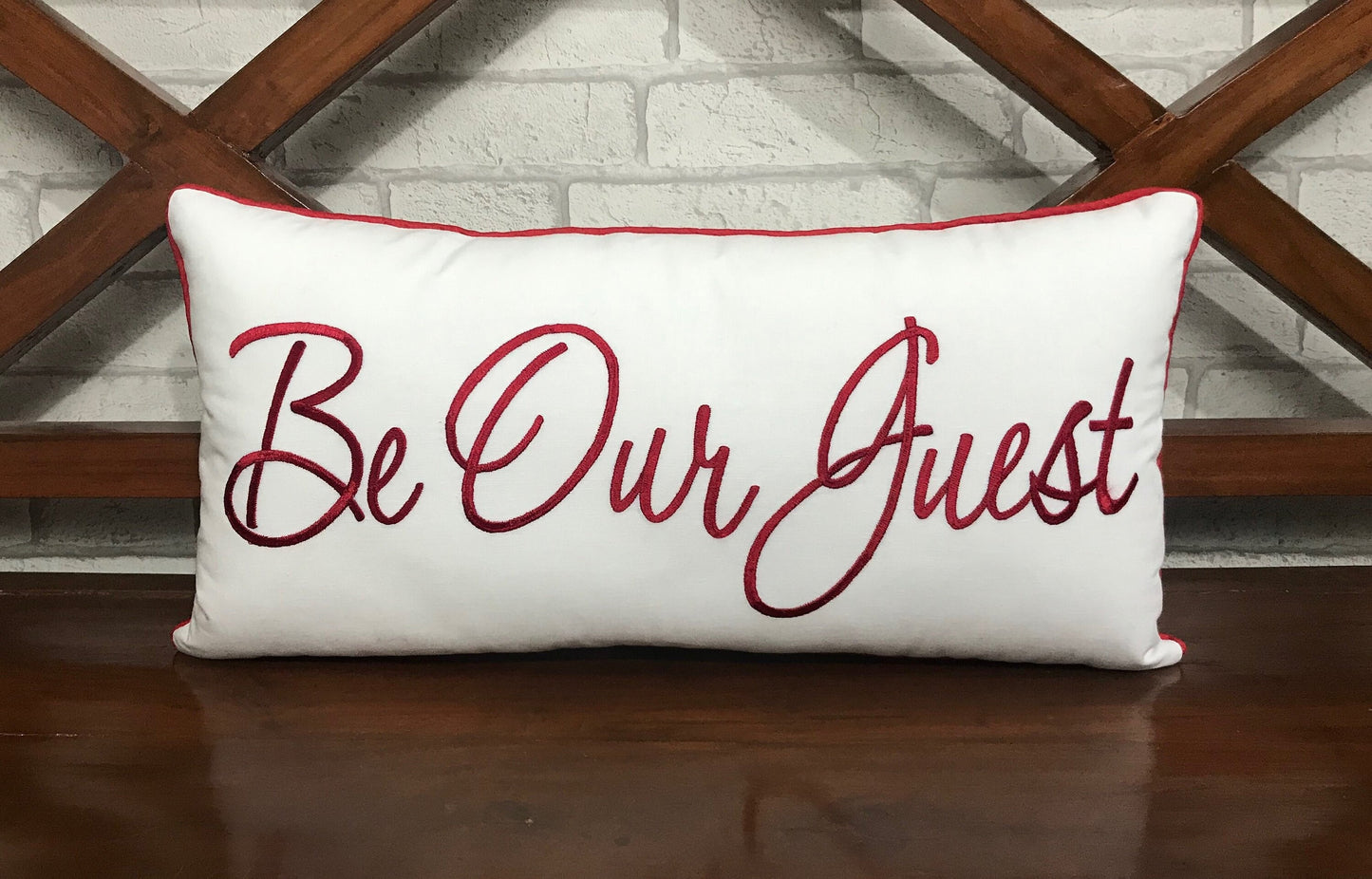 70% Sale  Be Our Guest Pillow, Embroidered Guest Room Pillow, Welcome Gift, Wedding, Occasion Decor, Pillow Form Available in all sizes