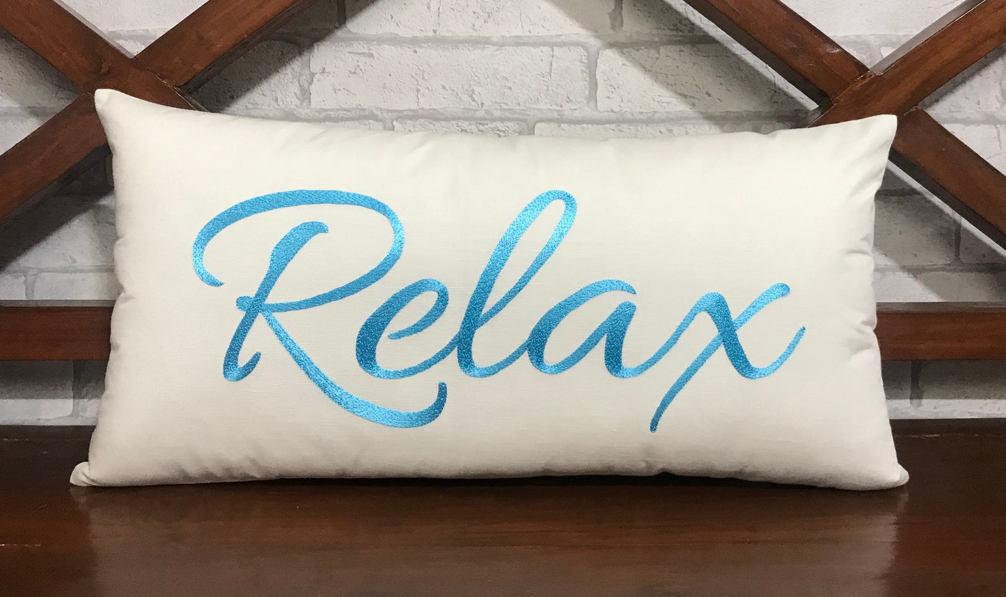Relax Pillow | cotton pillow | Farmhouse pillow | Rustic decor | Farmhouse Decor | holiday decor | Home Decor | Guest room decor.