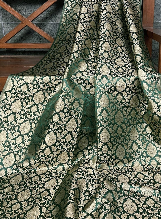 Banarasi brocade fabric, Green gold rayon silk brocade fabric, Wedding inspiration, Home décor fabric, Metallic brocade, Historical fabric - NFAF209