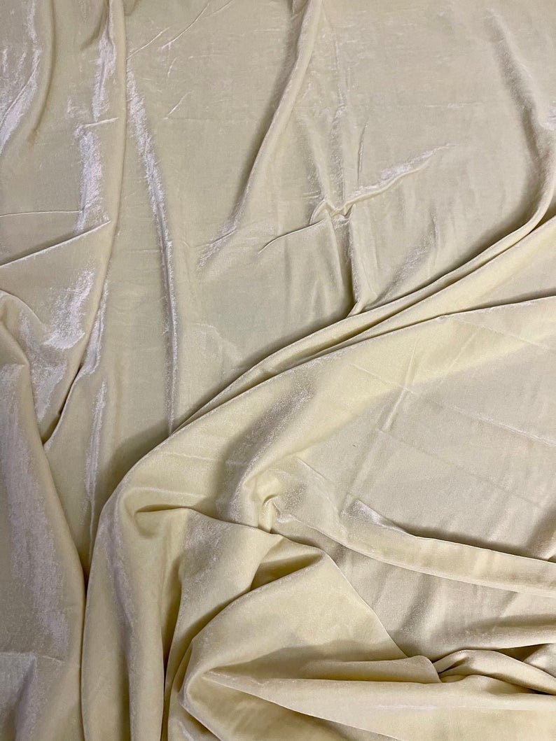 Micro Velvet non stretch Fabric in Yellow cream color, Multiple lengths will come in the continuous piece - MCVF16