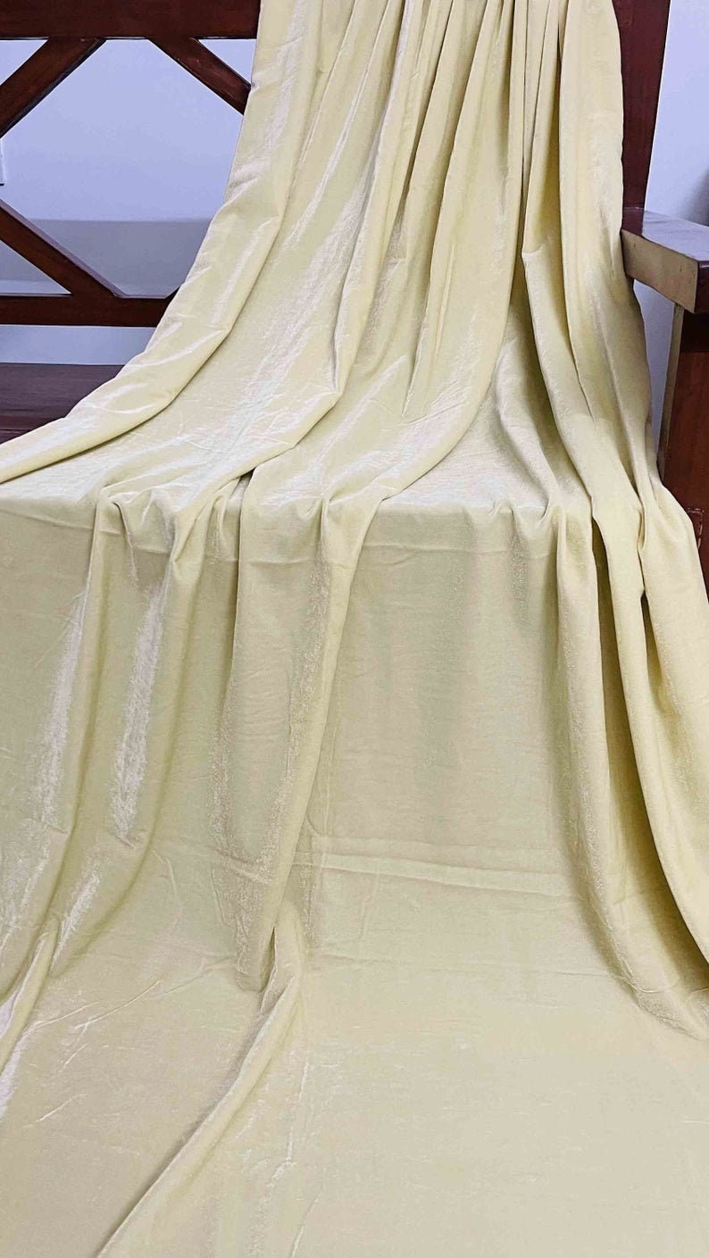 Micro Velvet non stretch Fabric in Yellow cream color, Multiple lengths will come in the continuous piece - MCVF16