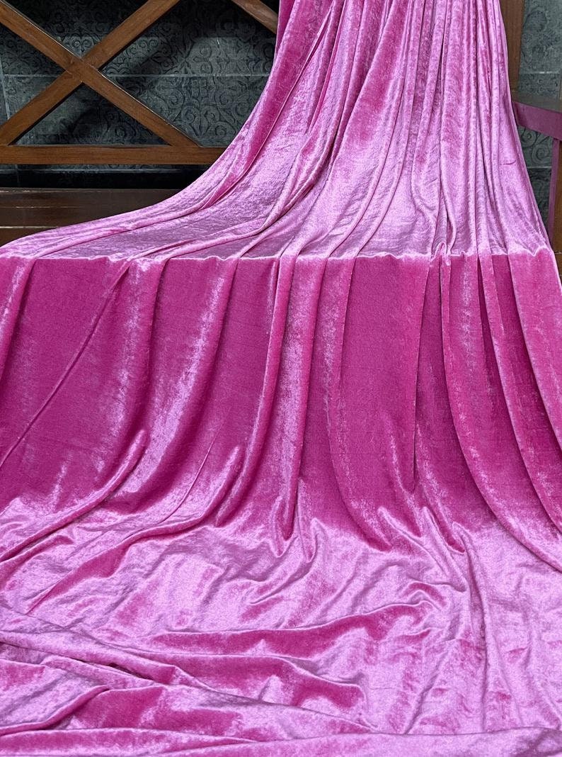 Velvet Stretchable Fabric in Pink color, Multiple lengths will come in the continuous piece - VLTF19