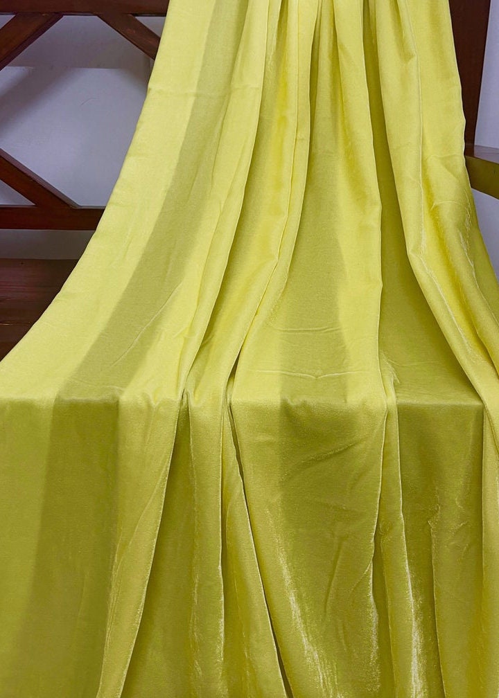 Micro Velvet non stretch Fabric in Yellow color, Multiple lengths will come in the continuous piece - MCVF14