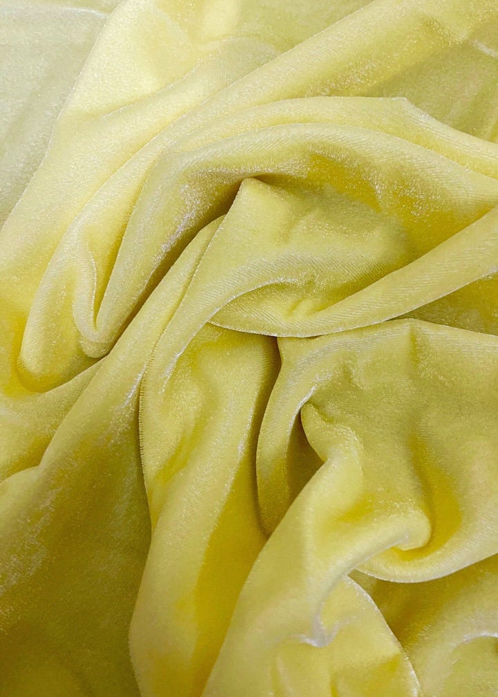 Micro Velvet non stretch Fabric in Yellow color, Multiple lengths will come in the continuous piece - MCVF14