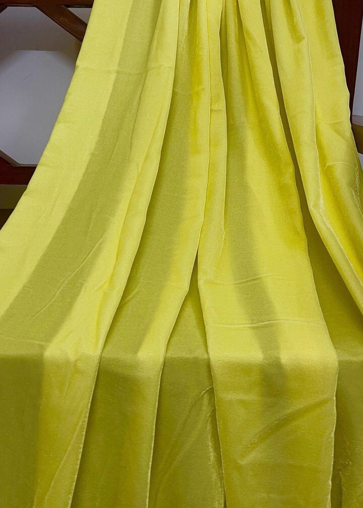 Micro Velvet non stretch Fabric in Yellow color, Multiple lengths will come in the continuous piece - MCVF14