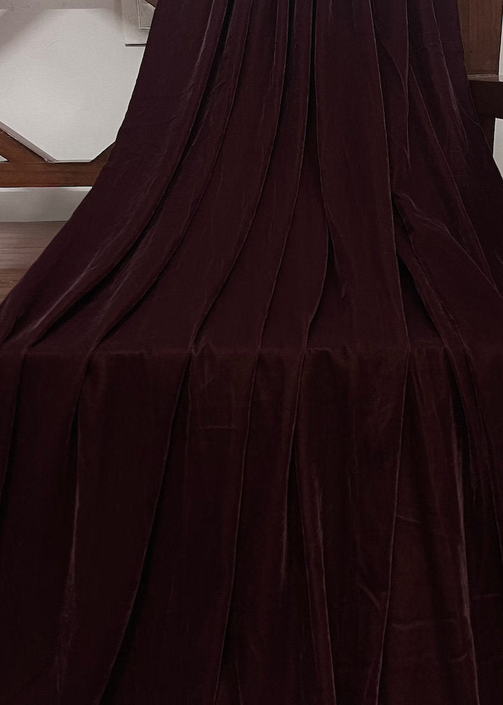 Micro Velvet non stretch Fabric in Brown color, Multiple lengths will come in the continuous piece - MCVF27