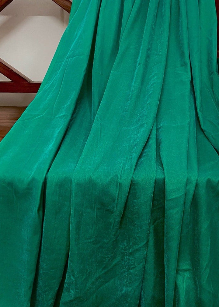 Micro Velvet non stretch Fabric in Green color, Multiple lengths will come in the continuous piece - MCVF23