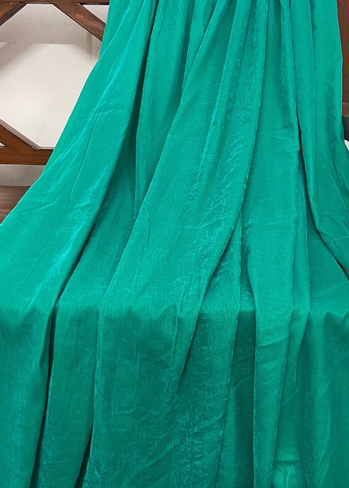 Micro Velvet non stretch Fabric in Green color, Multiple lengths will come in the continuous piece - MCVF23