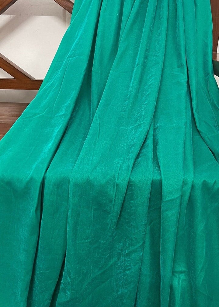 Micro Velvet non stretch Fabric in Green color, Multiple lengths will come in the continuous piece - MCVF23