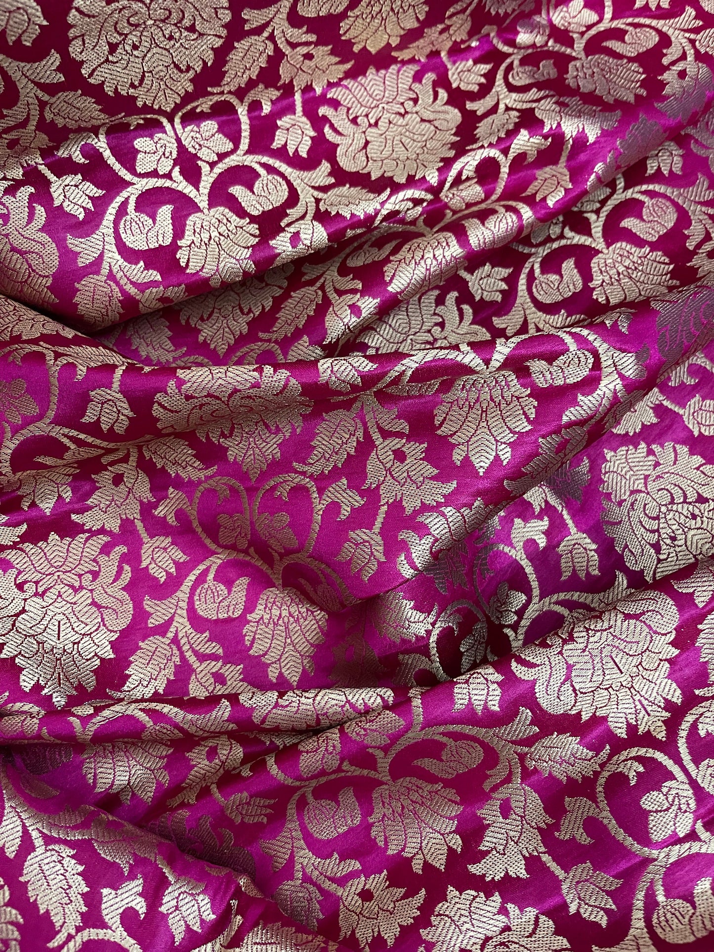 Indian Banarasi Brocade fabric in Pink And Gold color, Multiple length will come in a continuous piece - NF797