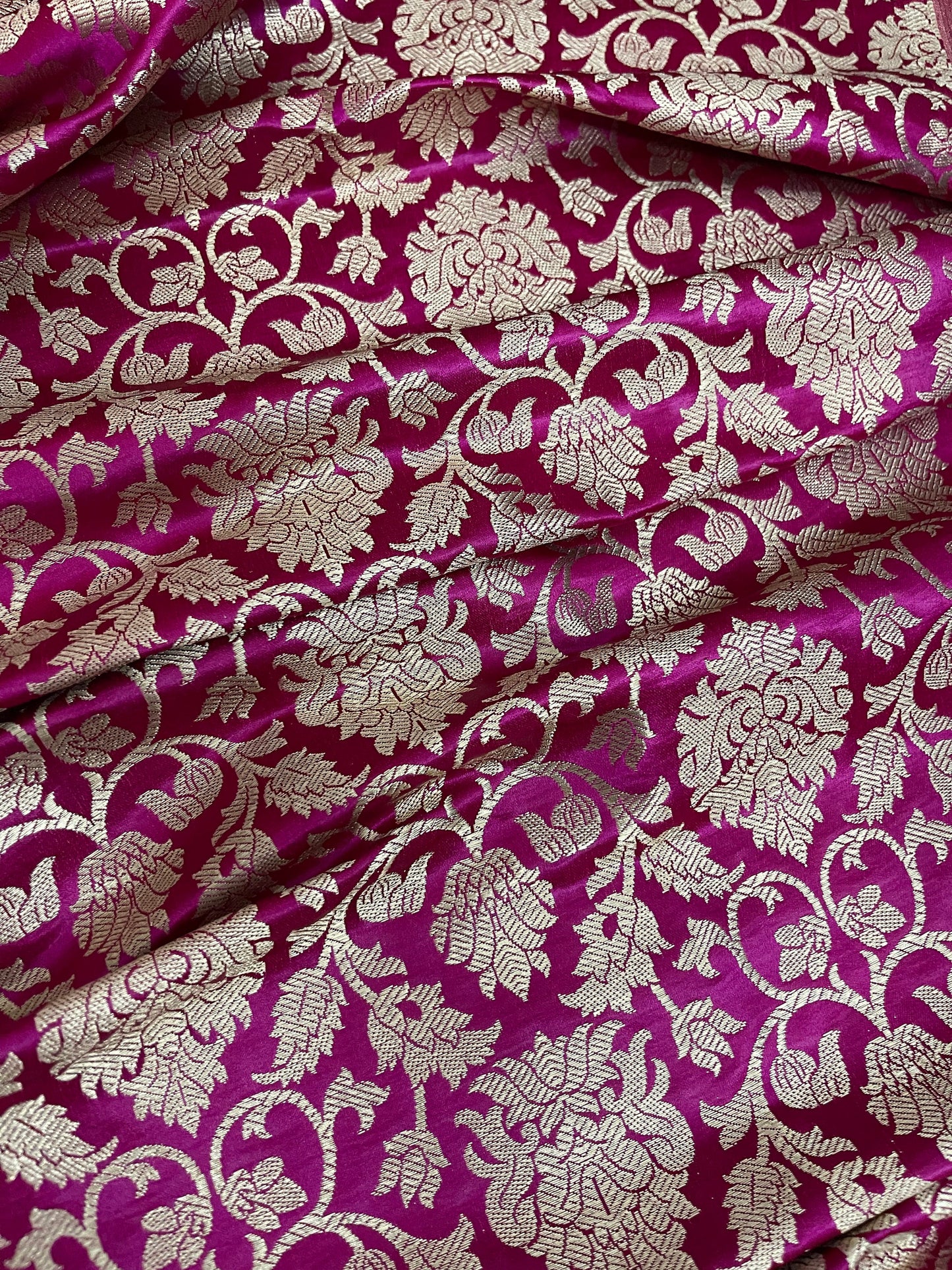 Indian Banarasi Brocade fabric in Pink And Gold color, Multiple length will come in a continuous piece - NF797