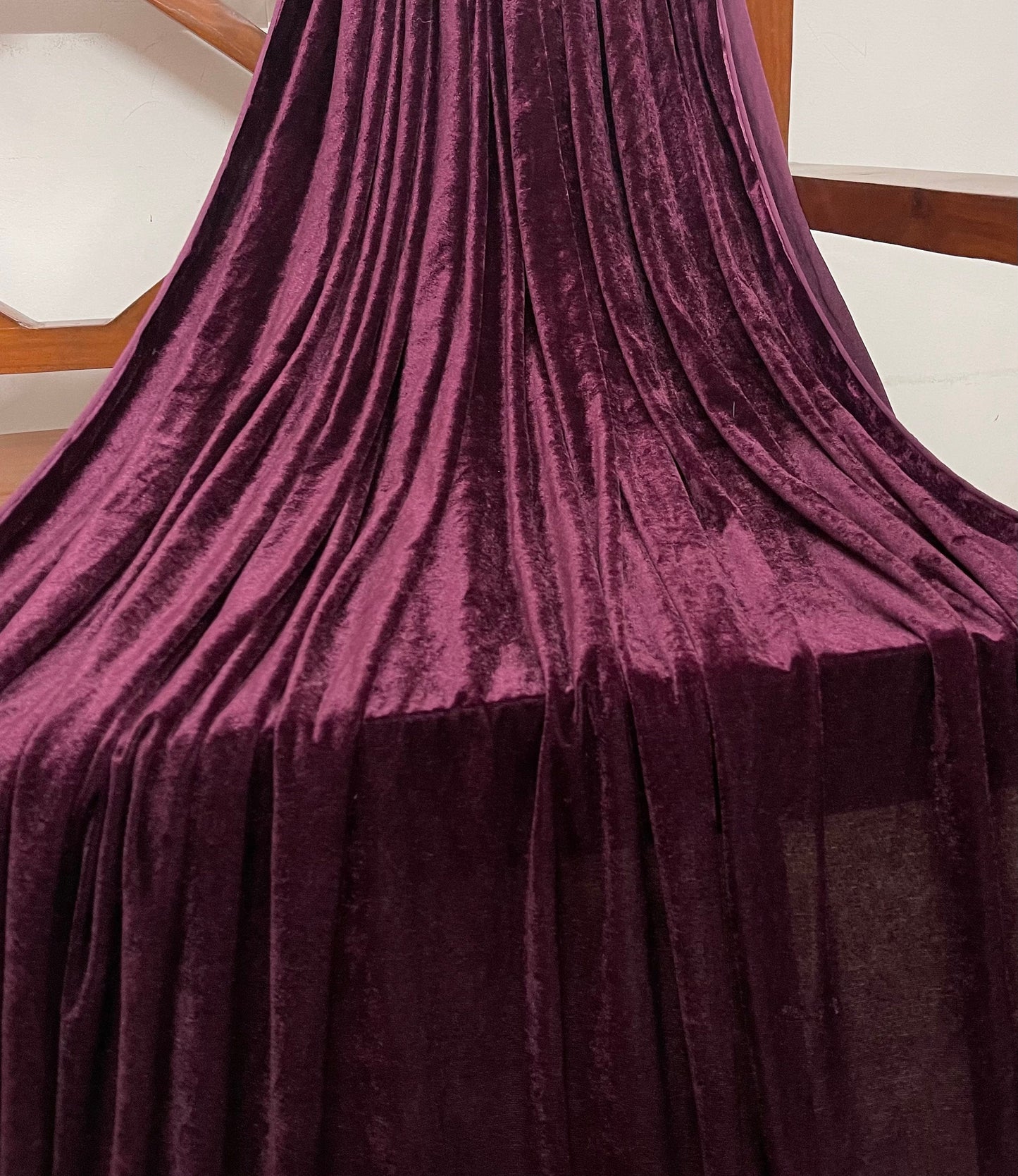 Velvet Stretch Fabric in Wine Color, Multiple lengths will come in the continuous piece - VLTF11