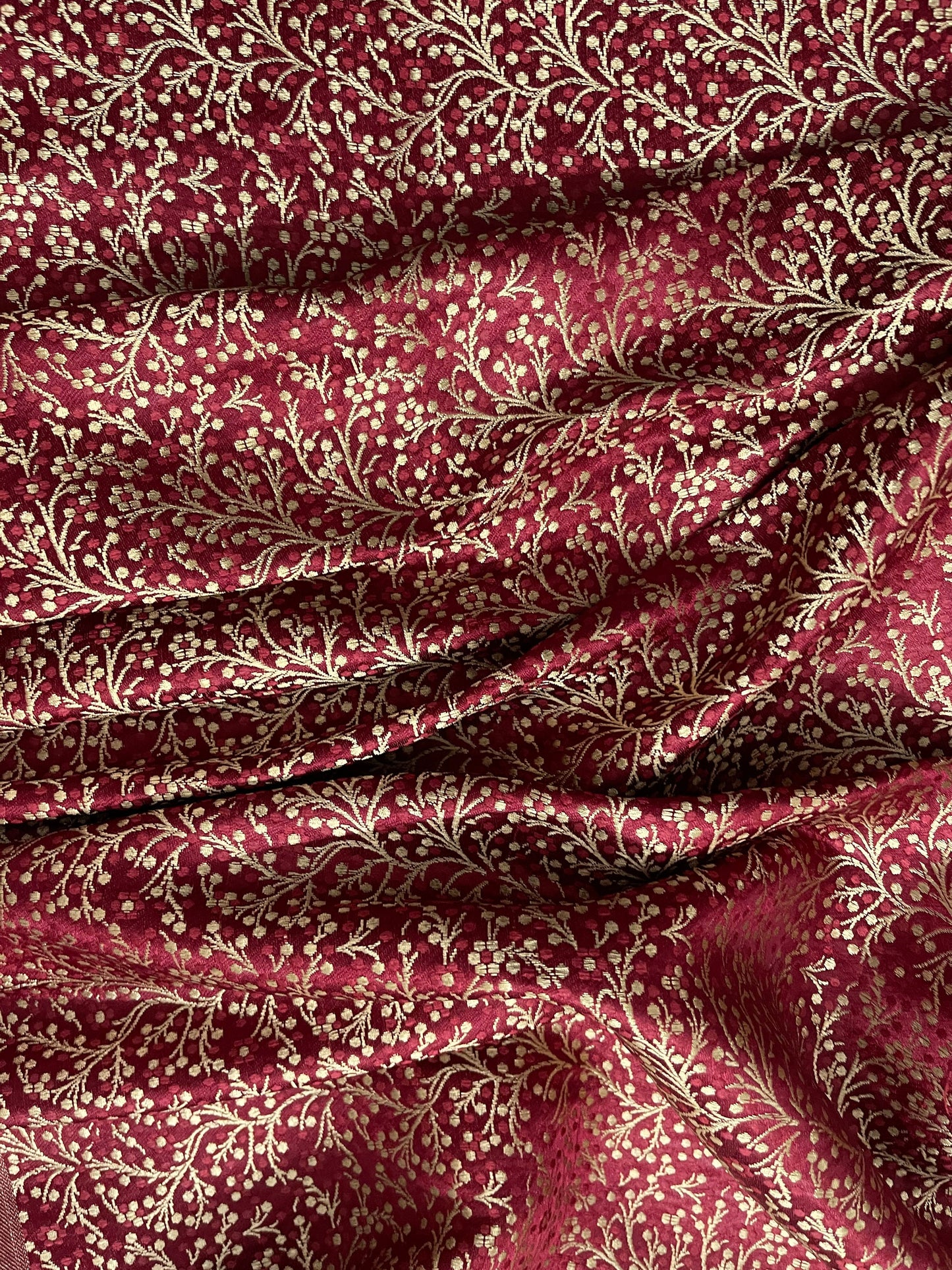 Indian Banarasi Brocade Fabric in Red and Gold Color, Multiple lengths will come in the continuous piece - NF194