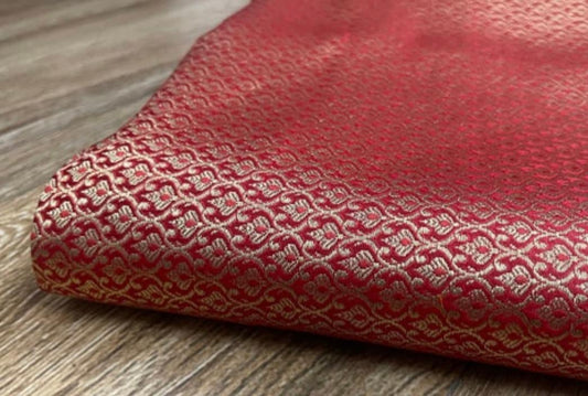 Brocade fabric Red Gold brocade Jacquard Damask fabric Bridal Dress Fabric Theatre costume Indian Brocade Fabric by the yard - NFAF414