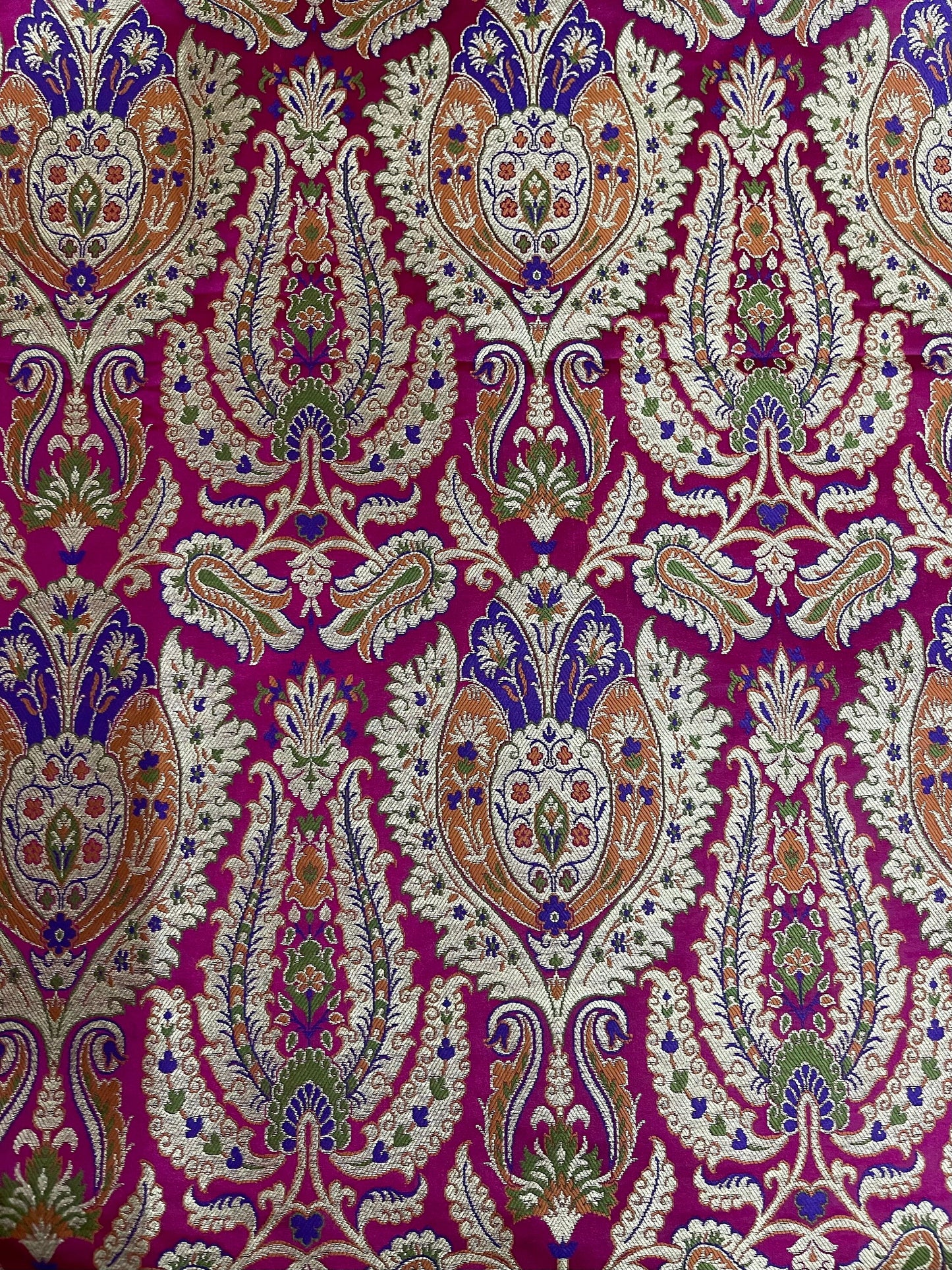 India Banarasi Brocade Fabric in Pink and Gold color, Multiple lengths will come in the continuous piece - NF346