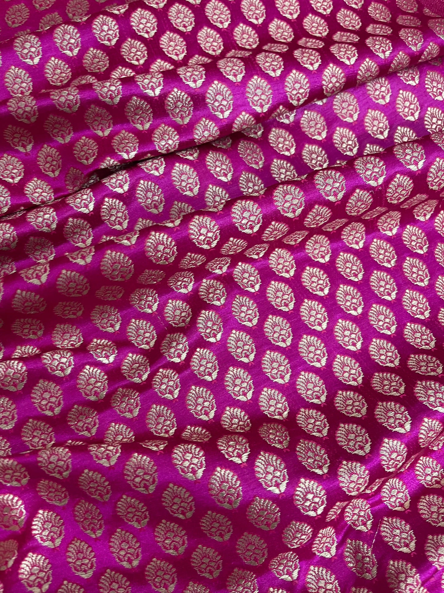 Indian Banarasi Brocade fabric in Pink and Gold color, Multiple lengths will come in a continuous piece - NF691