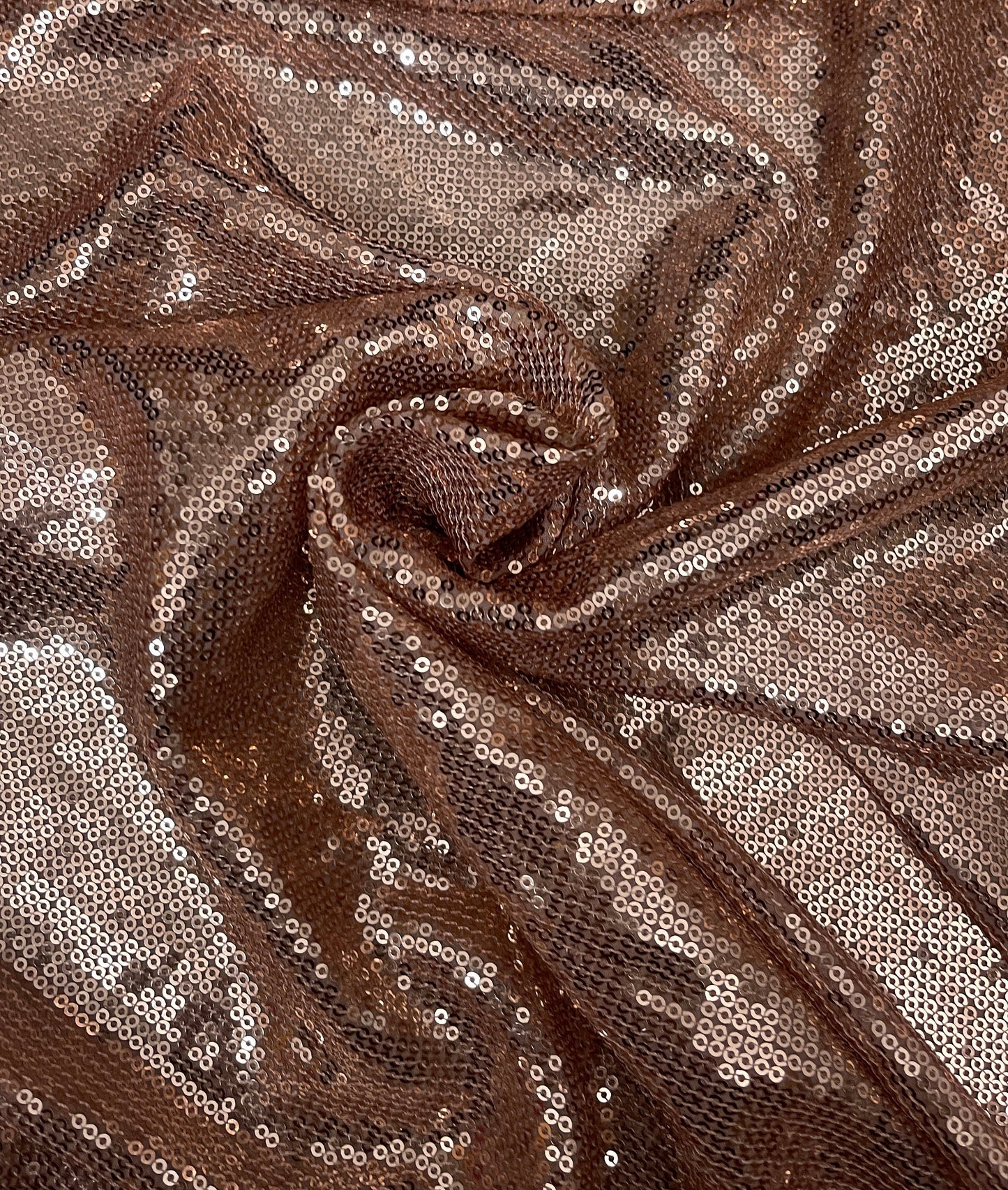 Embroidered Sequin Georgette Fabric in Rose Gold color, Multiple lengths will come in the continuous piece - SQAF03