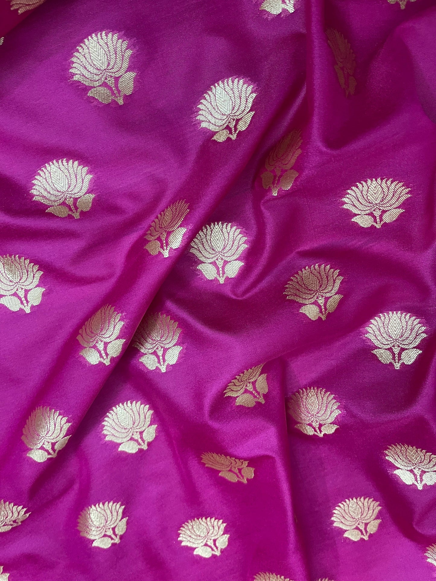 Indian Banarasi Brocade Fabric in Hot pink and Gold color, Multiple lengths will come in the continuous piece - NF379B