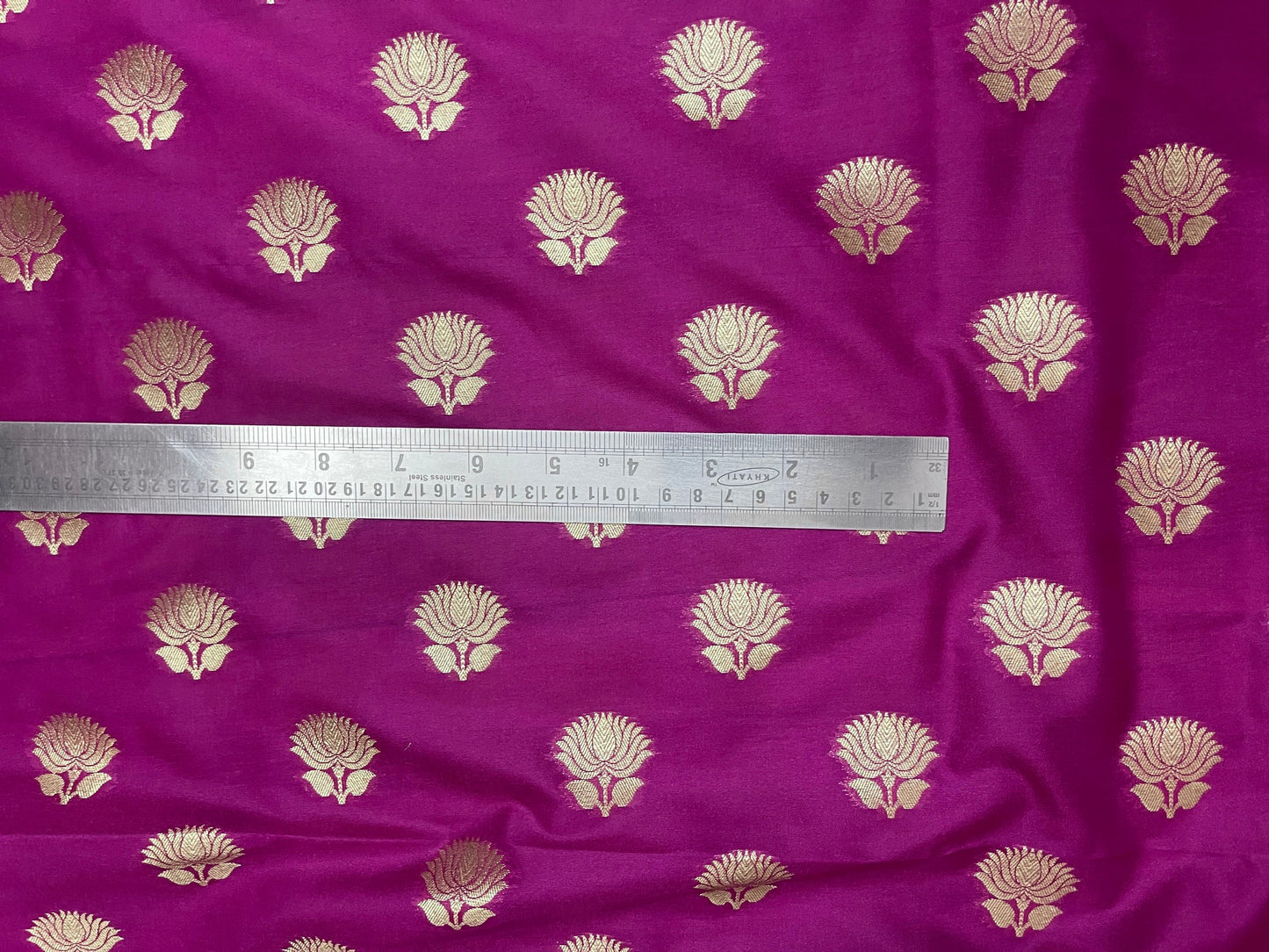 Indian Banarasi Brocade Fabric in Hot pink and Gold color, Multiple lengths will come in the continuous piece - NF379B