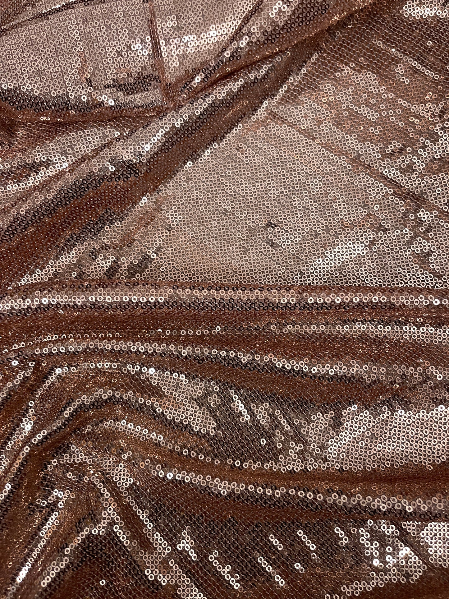 Embroidered Sequin Georgette Fabric in Rose Gold color, Multiple lengths will come in the continuous piece - SQAF03