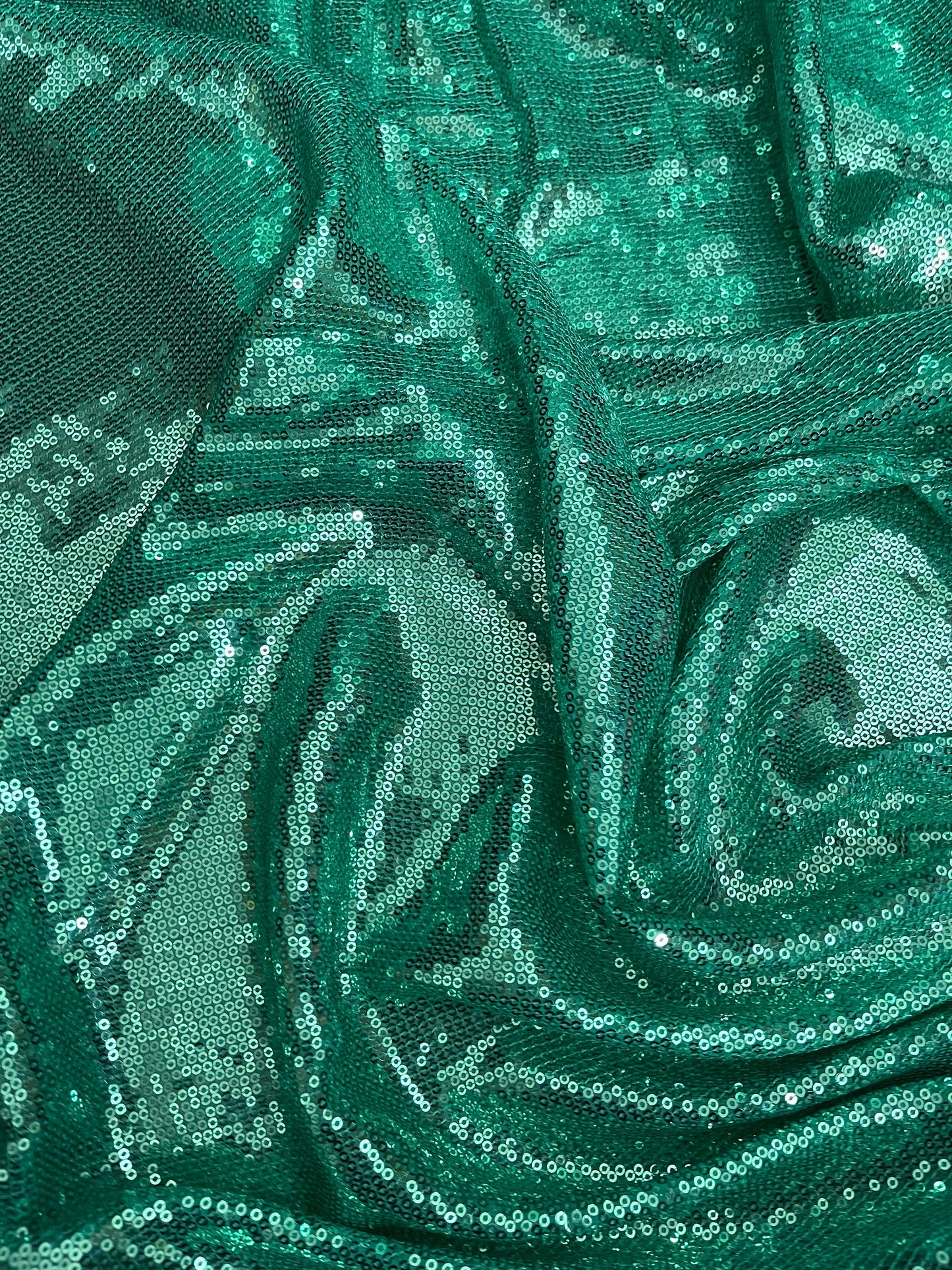 Embroidered Sequin Georgette Fabric in Sea Green color, Multiple lengths will come in the continuous piece - SQAF05