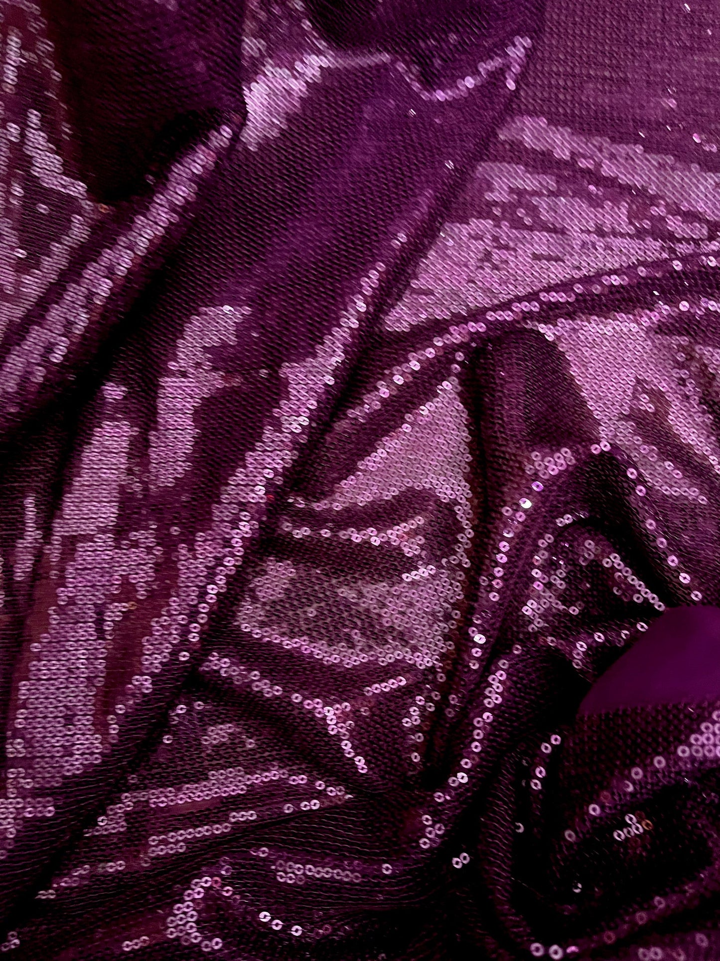 Embroidered Sequin Georgette Fabric in Purple color, Multiple lengths will come in the continuous piece - SQAF07