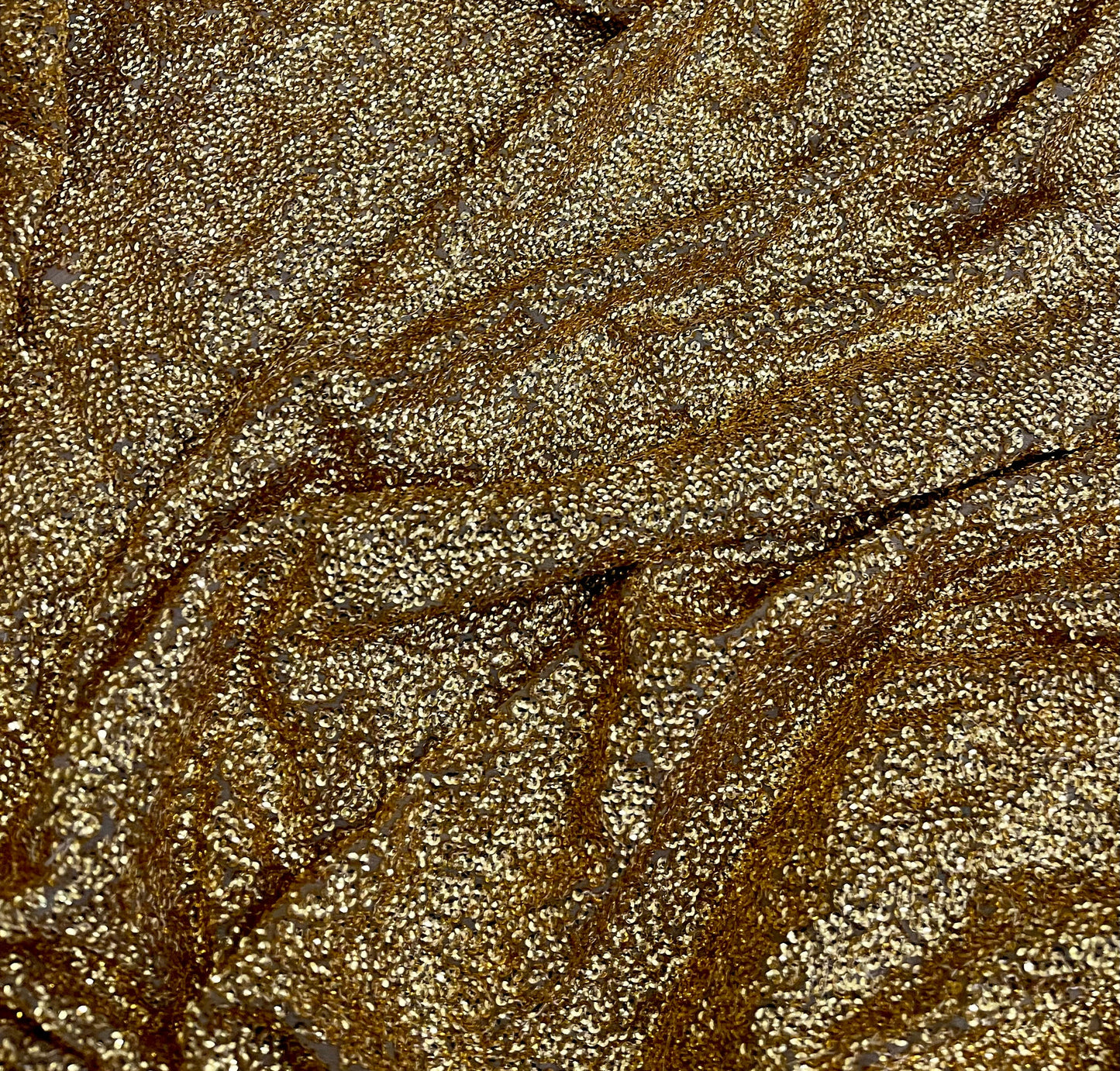 Embroidered Sequin Georgette Fabric in Gold color, Multiple lengths will come in the continuous piece - SQAF18