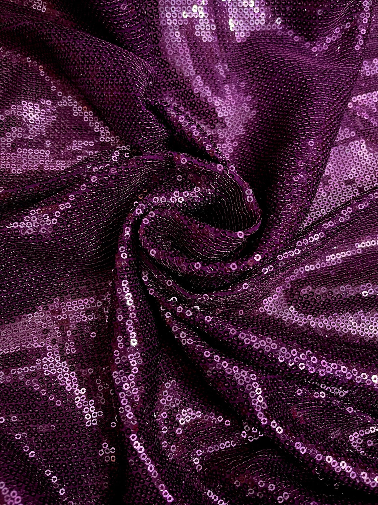 Embroidered Sequin Georgette Fabric in Purple color, Multiple lengths will come in the continuous piece - SQAF07