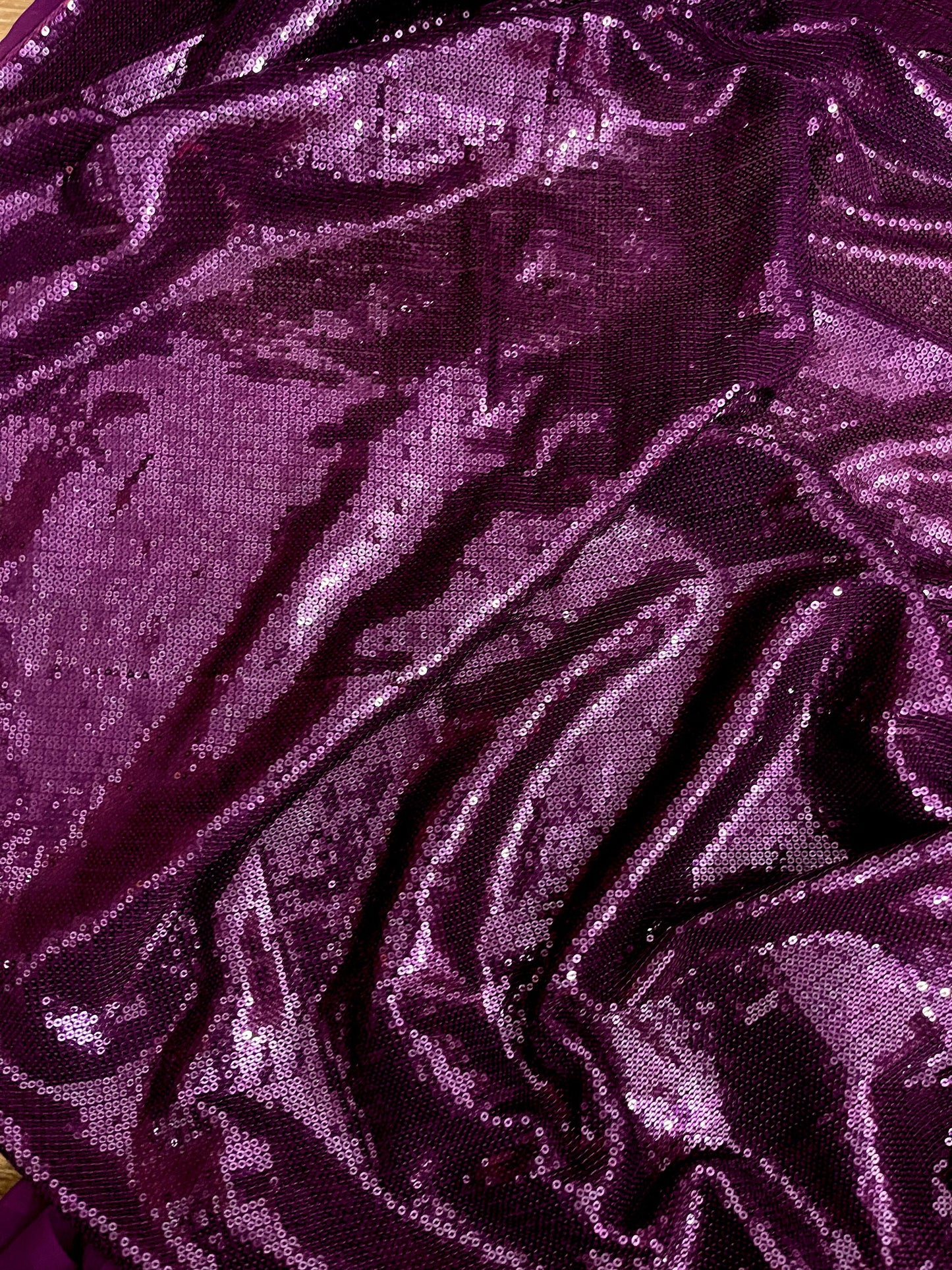 Embroidered Sequin Georgette Fabric in Purple color, Multiple lengths will come in the continuous piece - SQAF07